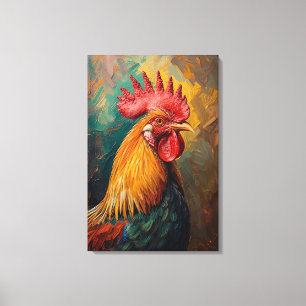 Toile Portrait de coq artistique Peinture à l'huile vibr