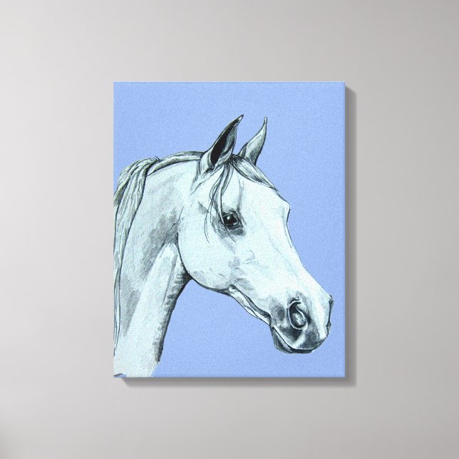 Toile Portrait de crayon arabe de cheval sur Arrière - p (Recto)
