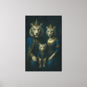 Toile Portrait de famille du Tigre Blanc Royal – Majestu