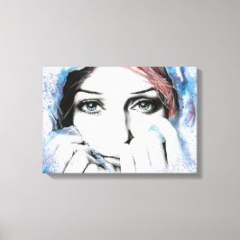 Toile Portrait de fille Joli yeux aquarelle peinture art