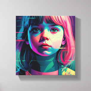 Toile Portrait de Glitch d'un jeune numérique