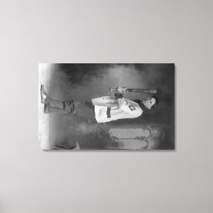 Toile Portrait de joueur de baseball tenant la batte