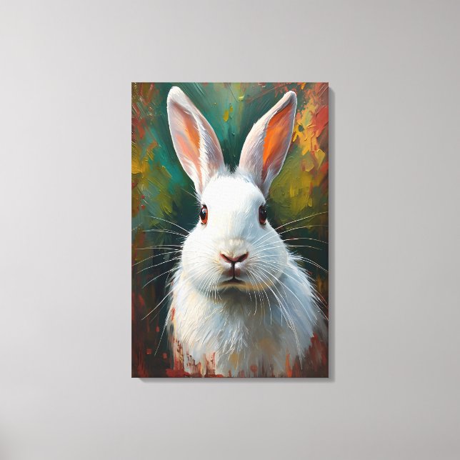 Toile Portrait de lapin artistique - Peinture à l'huile  (Recto)