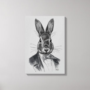 Toile Portrait de lapin en costume