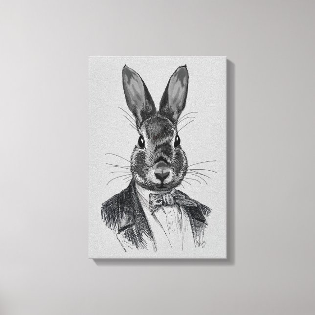 Toile Portrait de lapin en costume (Recto)