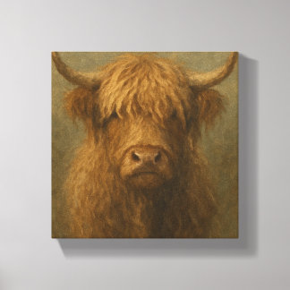 Toile Portrait de vache de Highland - Rustique ferme ani