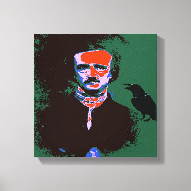 Toile Portrait d'Edgar Allan Poe Pop Art (Recto)
