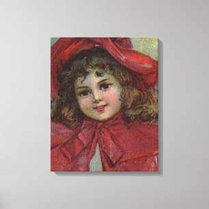 Toile Portrait d'enfant victorien de Noël avec un chapea