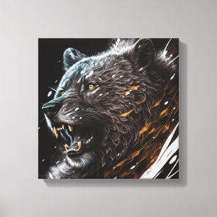 Toile Portrait d'ours Peinture animale Aventure Faune