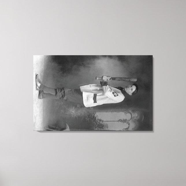 Toile Portrait du joueur de baseball tenant Bat (Recto)