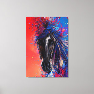Toile portrait d'un cheval abstrait en feu