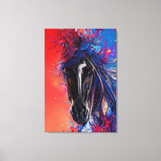 Toile portrait d'un cheval abstrait en feu