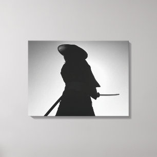 Toile Portrait d'un guerrier samouraï tenant une épée