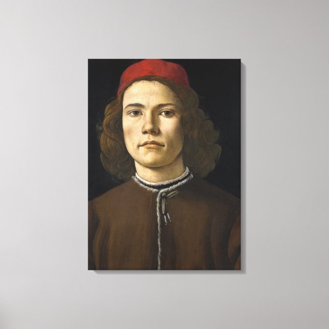 Toile Portrait d'un jeune homme (par Sandro Botticelli) (Recto)
