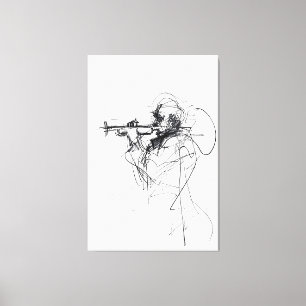 Toile Portrait élégant du lecteur de trompette - Premium
