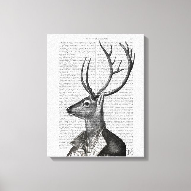 Toile Portrait noir et blanc de cerfs (Recto)