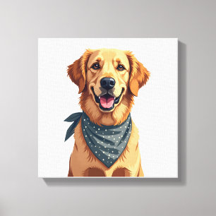 Toile Portrait vintage de Golden Retriever avec Ba color
