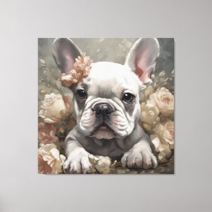 Toile Portraits de races de chiens de fleurs 14