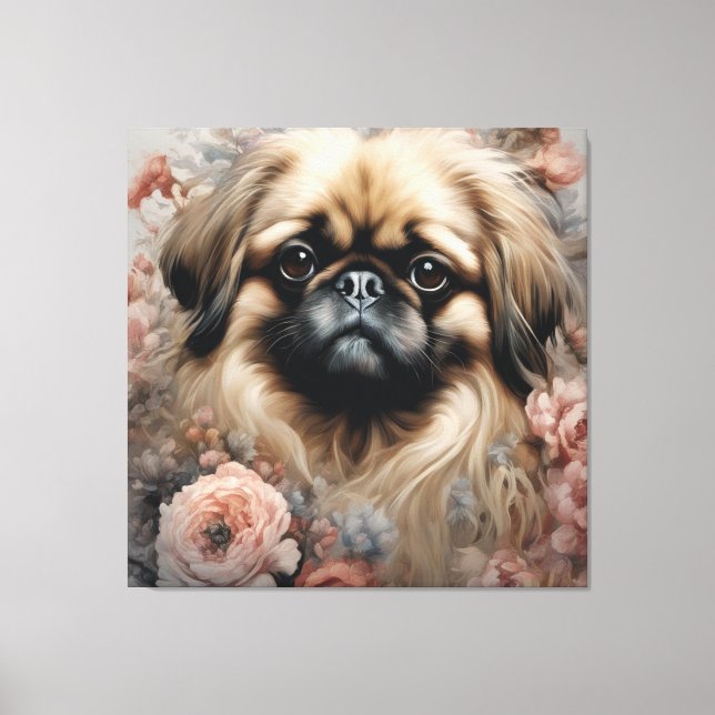 Toile Portraits de races de chiens de fleurs 18 (Recto)
