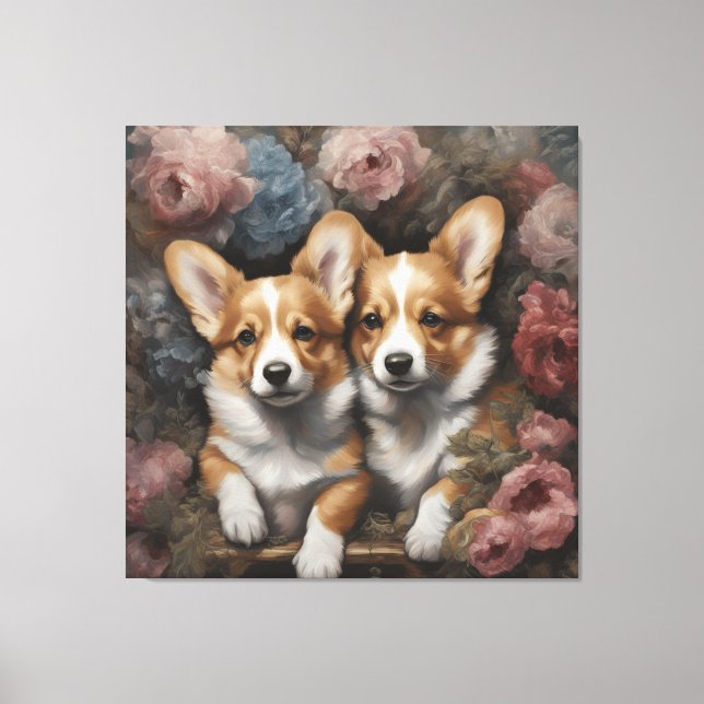 Toile Portraits de races de chiens de fleurs 5 (Recto)