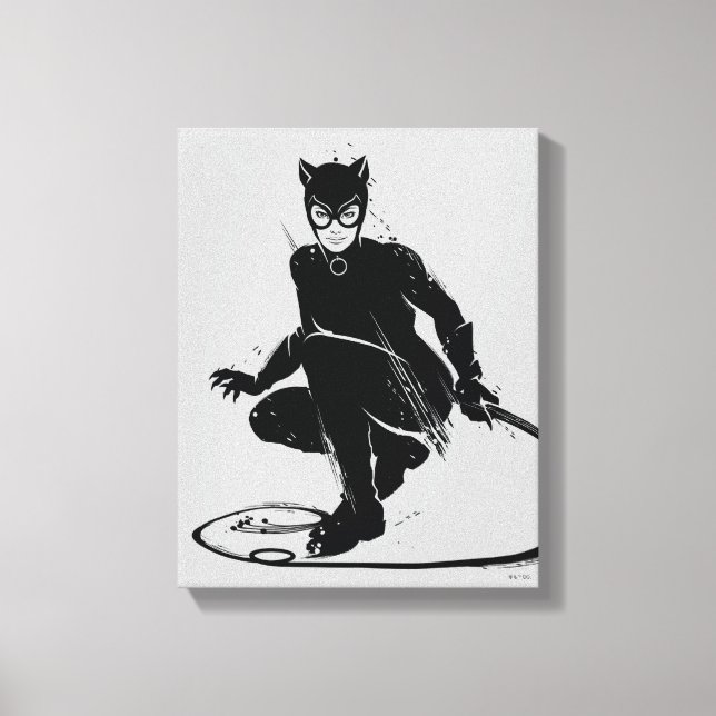 Toile Pose à pinceau en encre Catwoman (Recto)