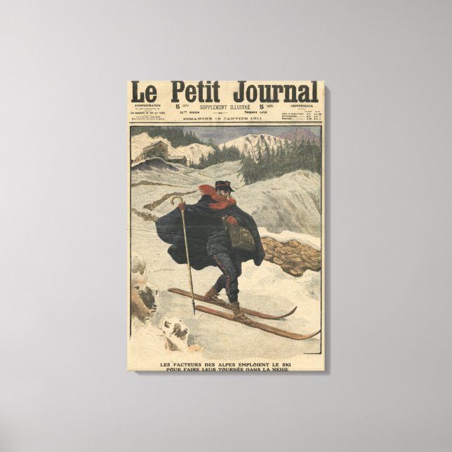 Toile Poste alpine utilisant le ski (Recto)