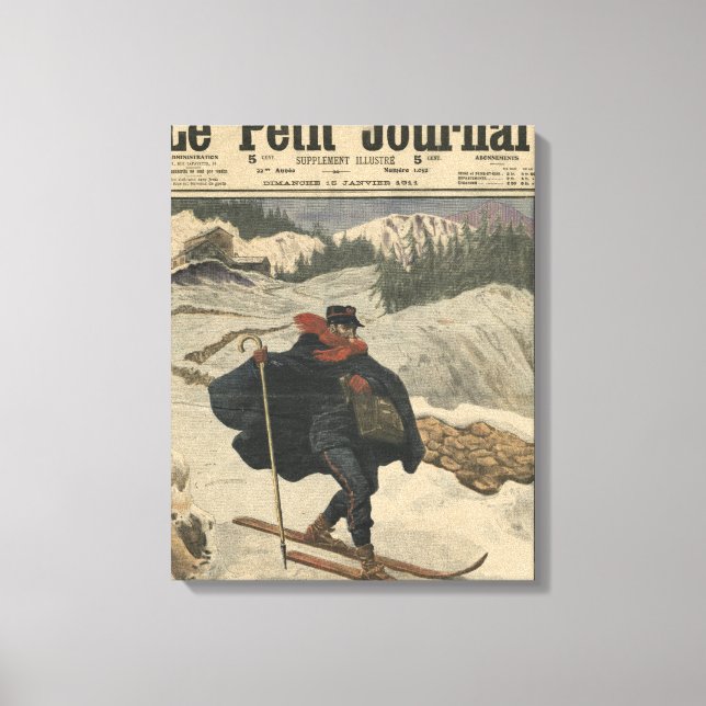 Toile Poste alpine utilisant le ski (Recto)