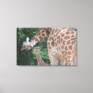Toile Poster de bébé et maman girafe