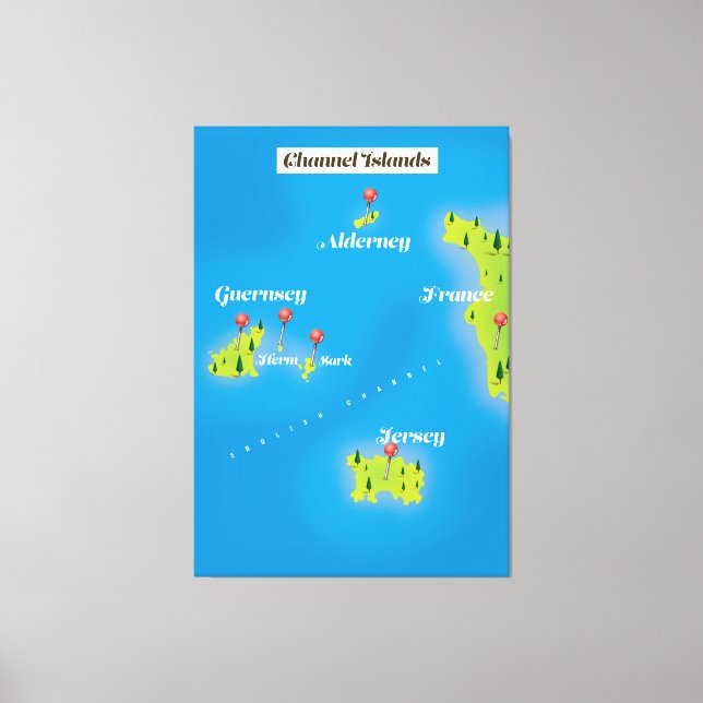 Toile Poster de Channel Islands Map. (Recto)
