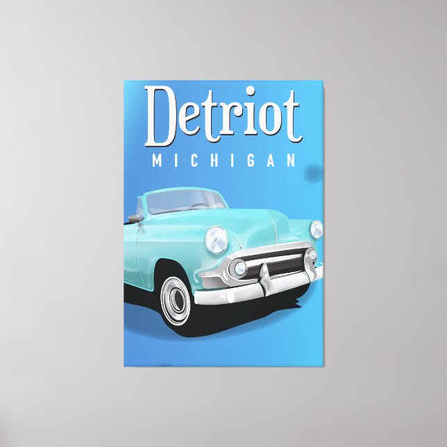 Toile Poster de l'ancien Vintage voyage Detroit Michigan (Recto)
