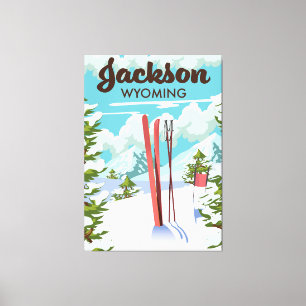 Toile poster de ski Jackson Wyoming