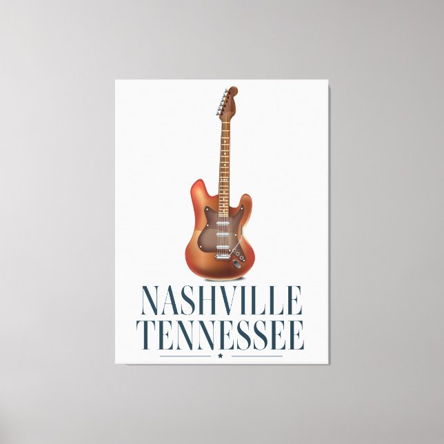 Toile Poster de voyage de la Guitare de Nashville Tennes (Recto)