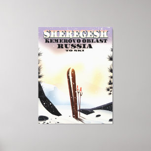Toile Poster de voyage de ski Sheregesh Russia.