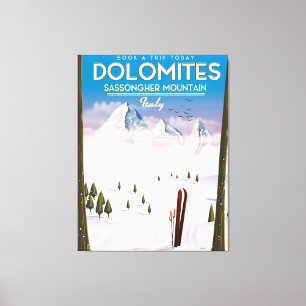 Toile poster de voyage Dolomites Sassongher Mountain Ita
