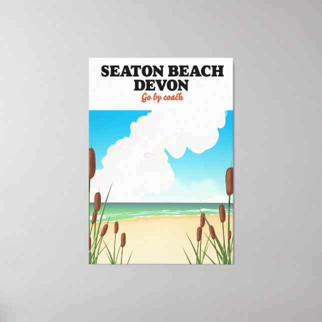 Toile Poster de voyage Seaton Beach Dorset (Recto)