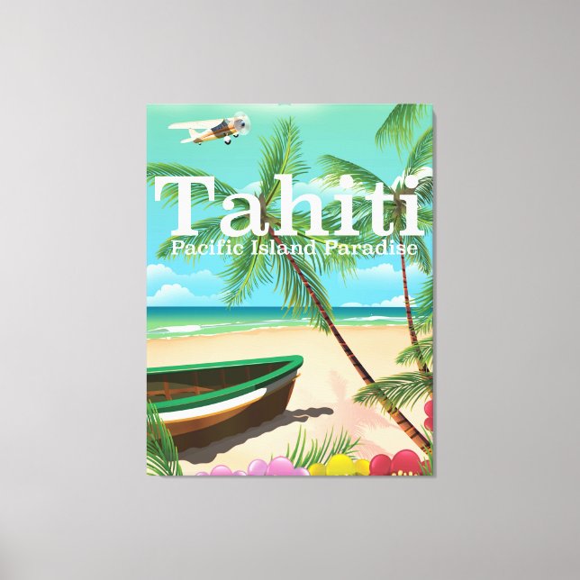 Toile Poster de voyage Tahiti (Recto)