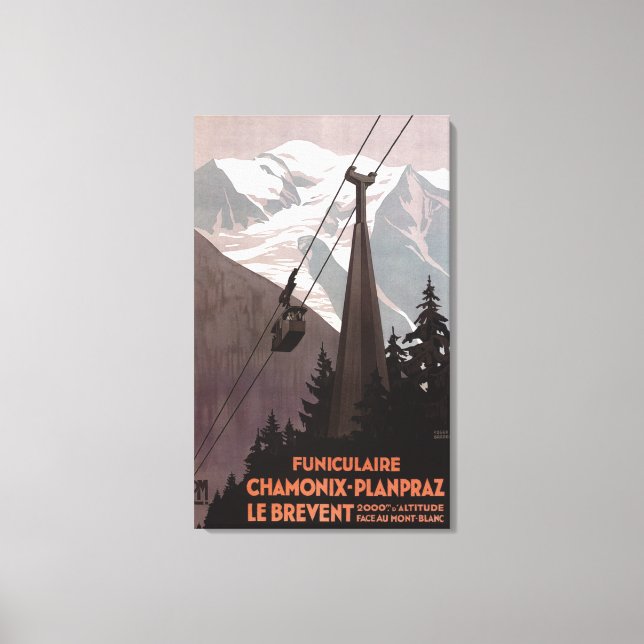 Toile Poster du funiculaire Le Brevent (Recto)