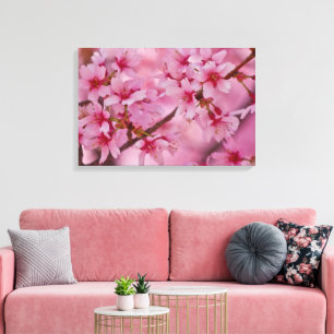 Toile Poster en fleurs de cerisiers japonais rose
