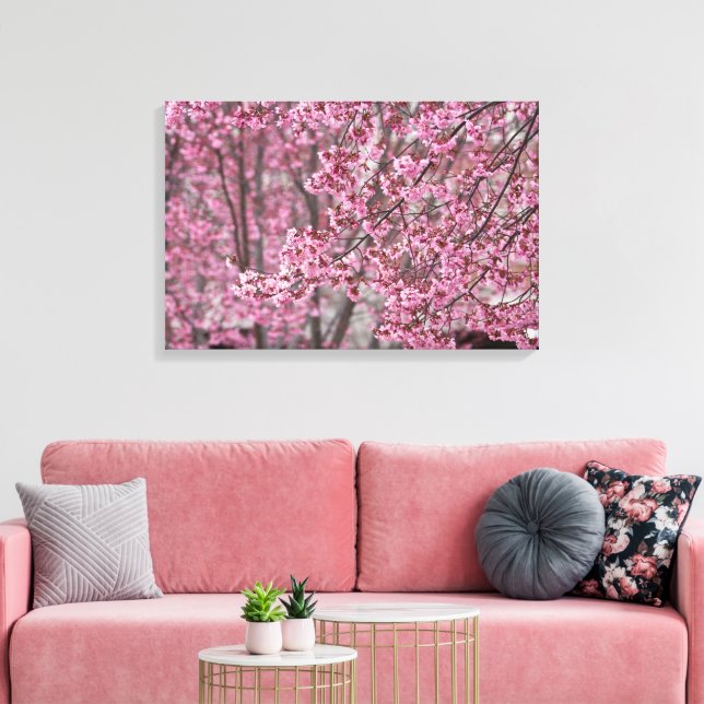 Toile Poster en fleurs de cerisiers japonais rose (Insitu(Salon))