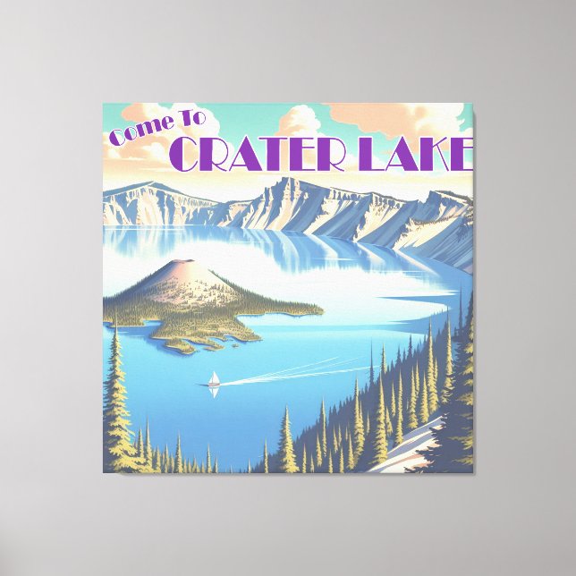 Toile Poster vintage du lac Crater (Recto)