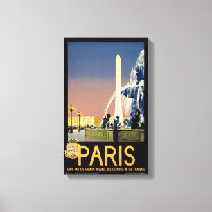 Toile Poster Vintage voyage de Paris restauré