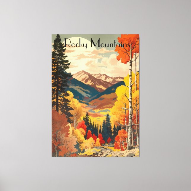 Toile Poster Vintage voyage Montagnes Rocheuses (Recto)