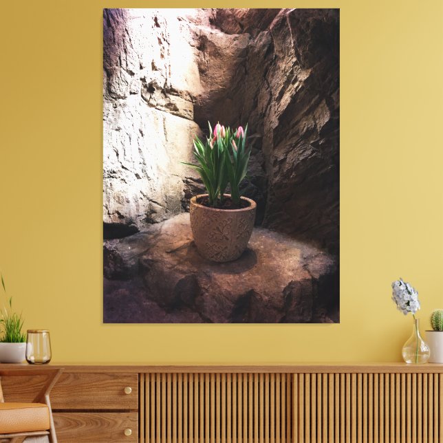 Toile Pot de tulipes dans une Grotte (Insitu(Salon))