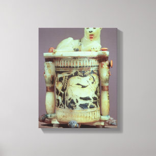 Toile Pot d'onguent avec un chiffre de le roi comme lion