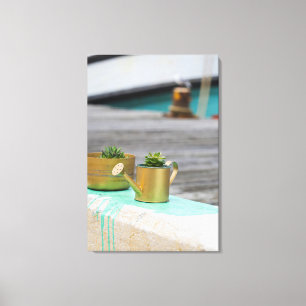 Toile Pots Rustiques Golden Paint Turquoise Running