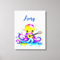 Poulpe de dessin animé personnalisé jouant de la g