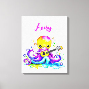 Toile Poulpe de dessin animé personnalisé jouant de la g