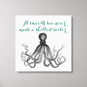Toile Poulpe nautique Kraken une mer lisse non jamais