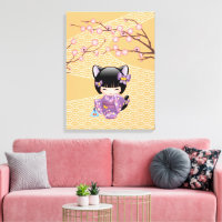 Poupée Neko Kokeshi - Fille Geisha aux Oreilles de