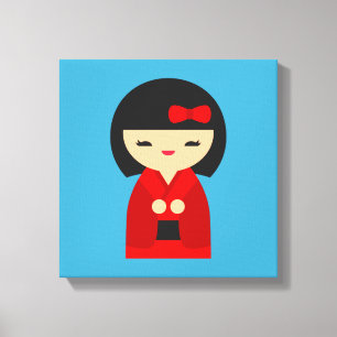 Toile Poupées japonaises de Red Kokeshi